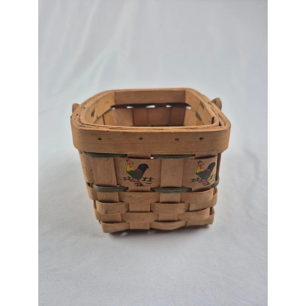 Vintage Woven Wood Chicken Rooster Egg Gathering‎ Basket Farmhouse Decor Rustic